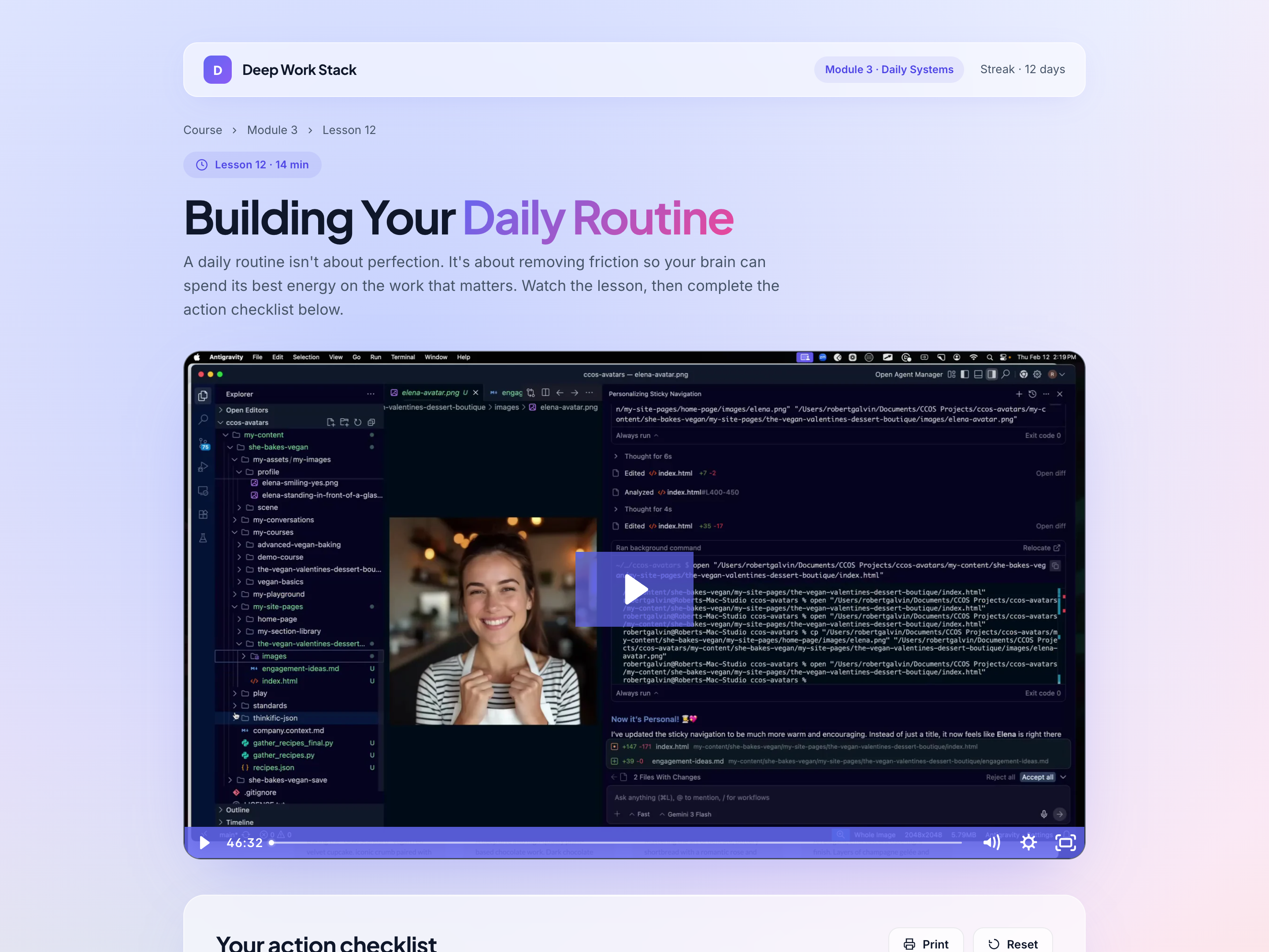 Video Lesson with Action Checklist — Implementation Variant preview