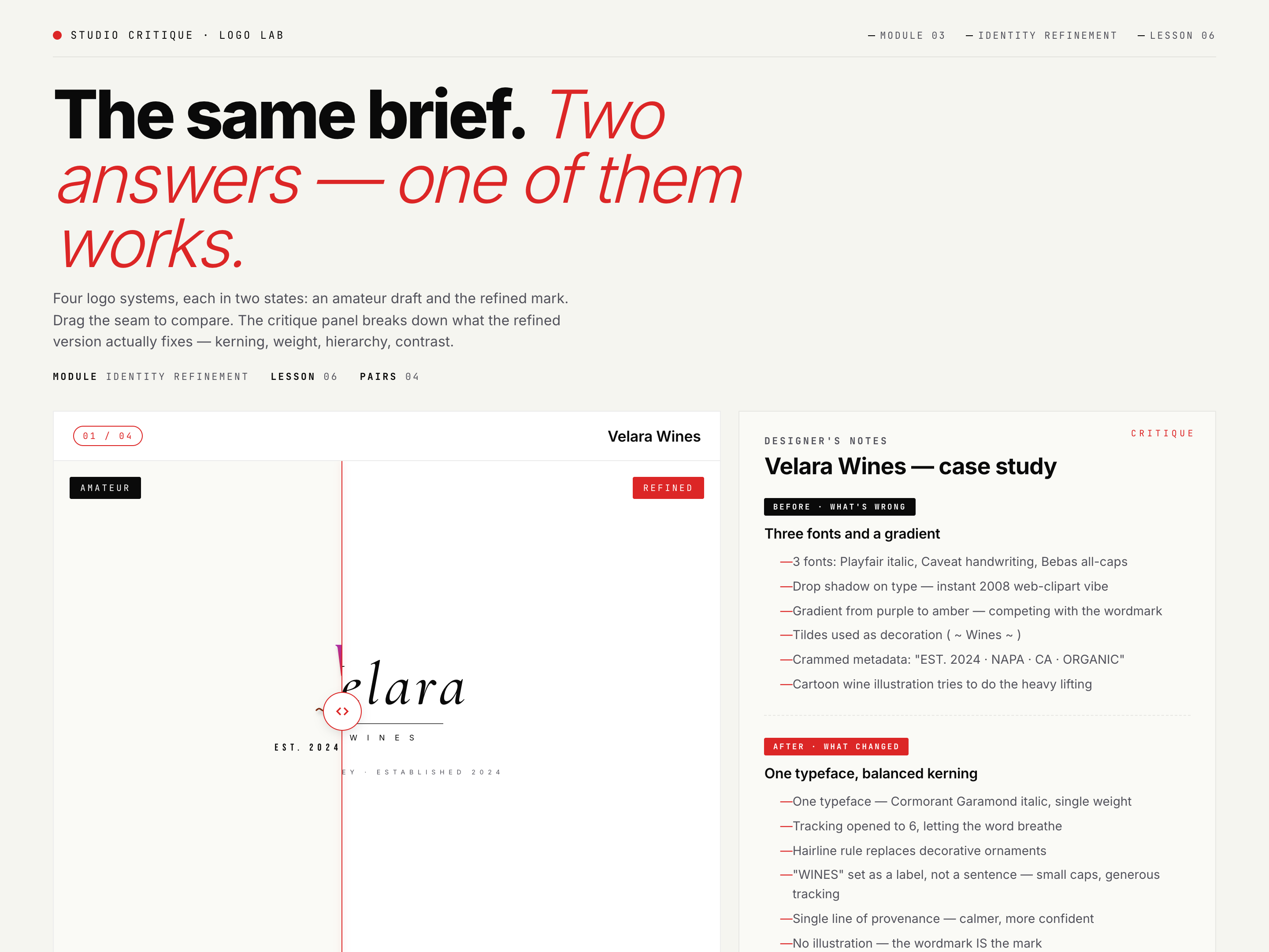 Before / After Slider — Design Refinement / Premium Variant preview