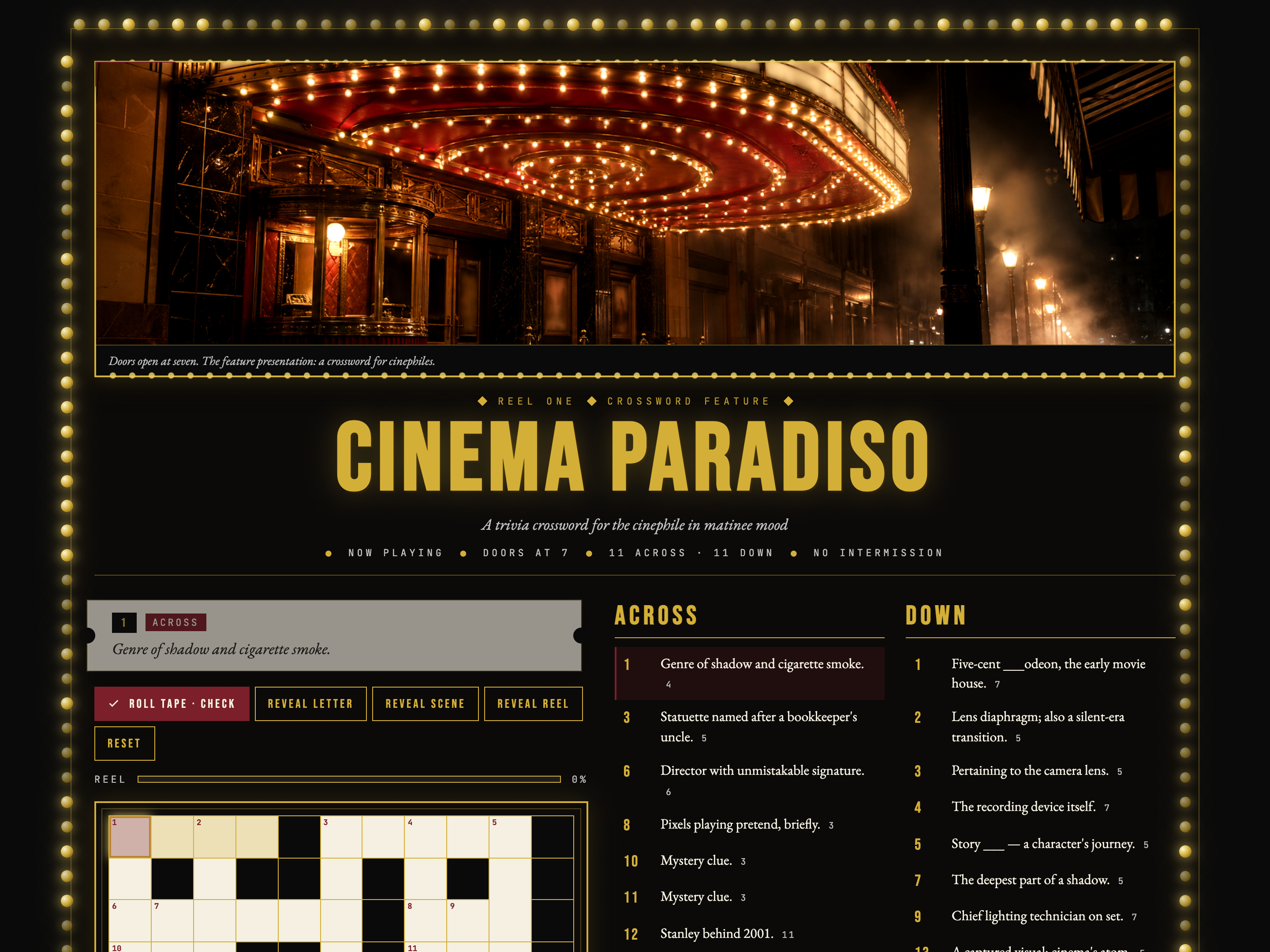Crossword Puzzle — Cinematic / Film Variant preview