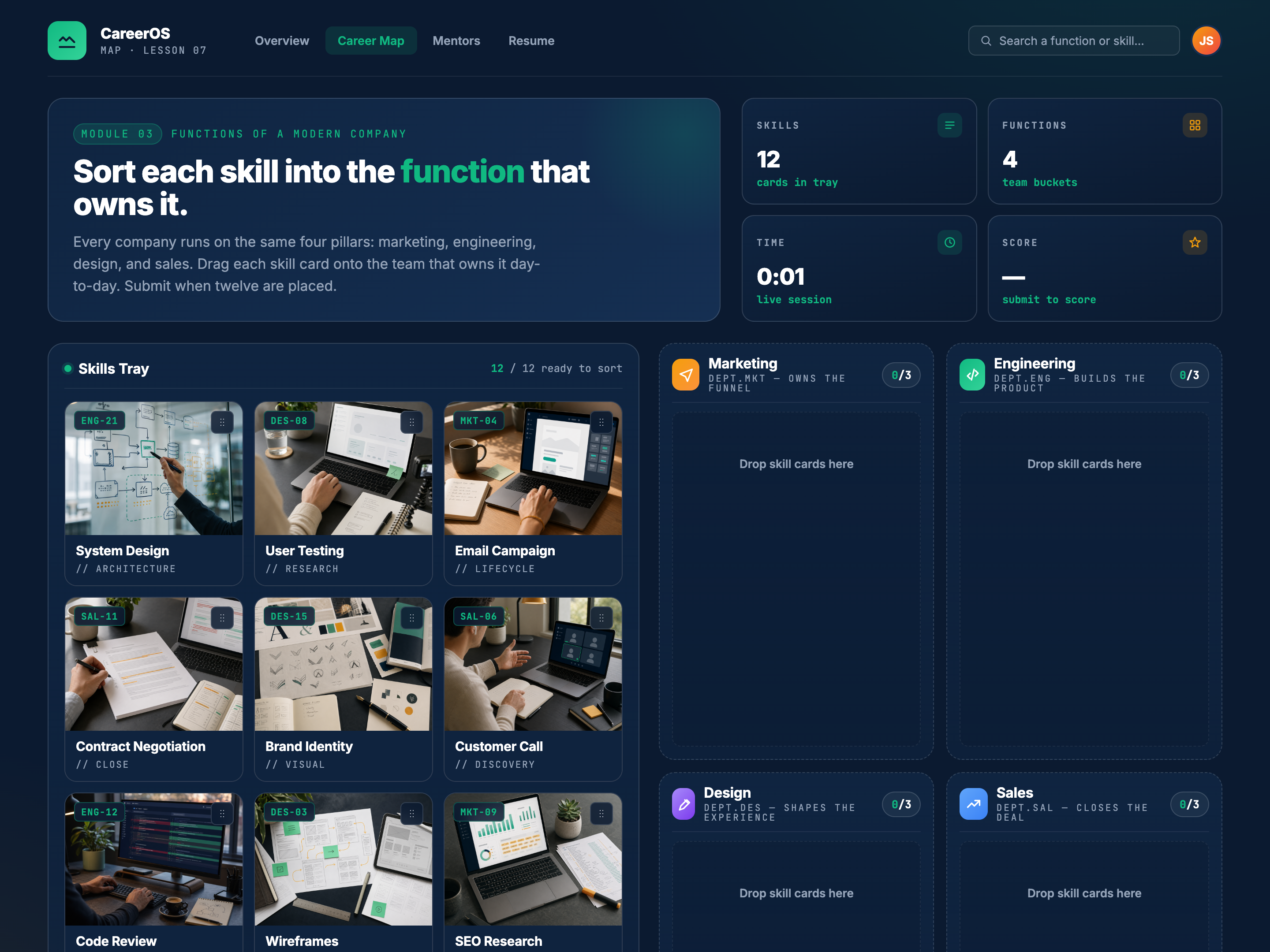 Drag-and-Drop Categorization — Career Map Variant preview