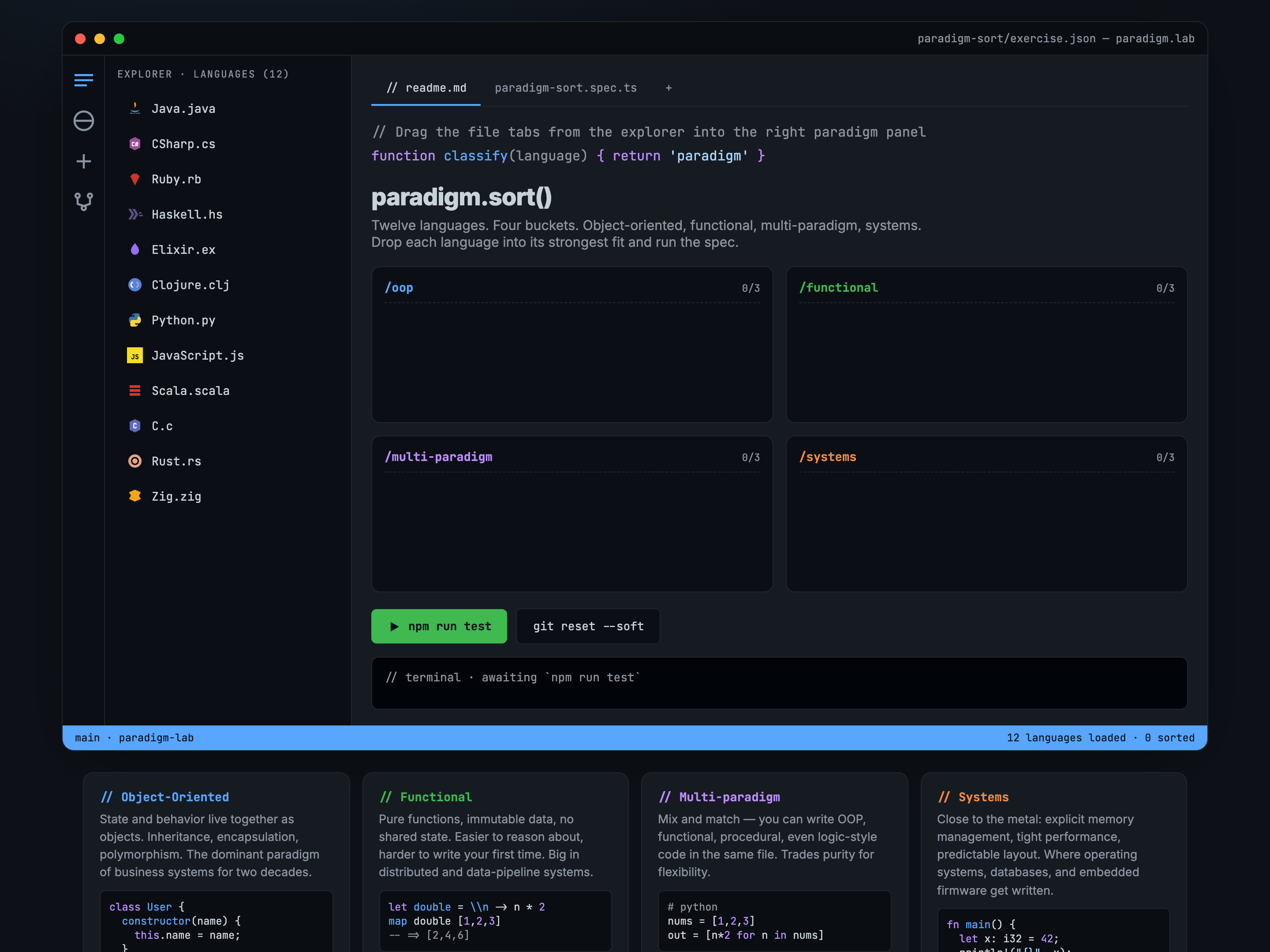 Drag-and-Drop Categorization — Code/Terminal Variant preview
