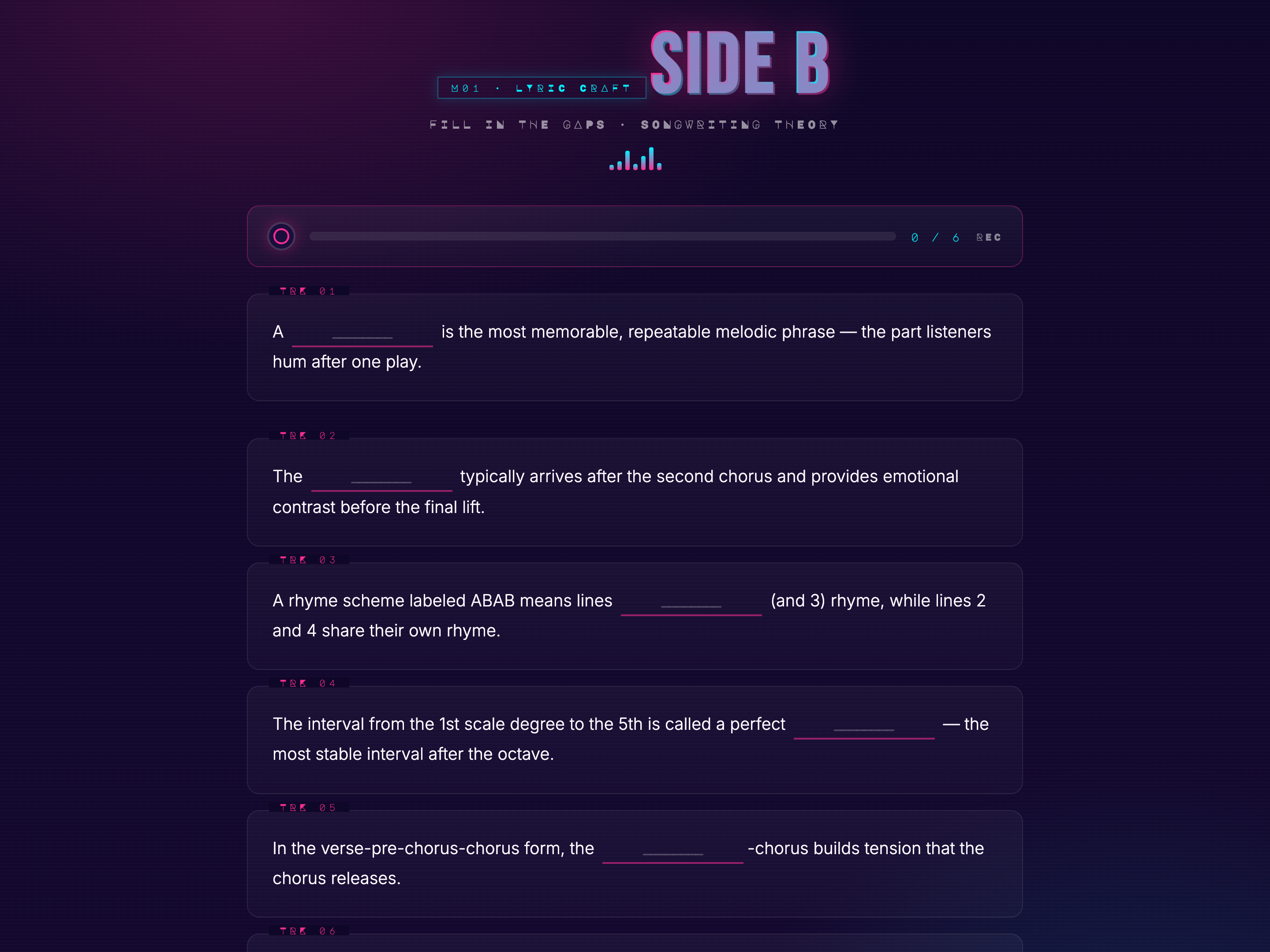 Fill-in-the-Blanks Cloze Activity — Lyric / Side-B Variant preview