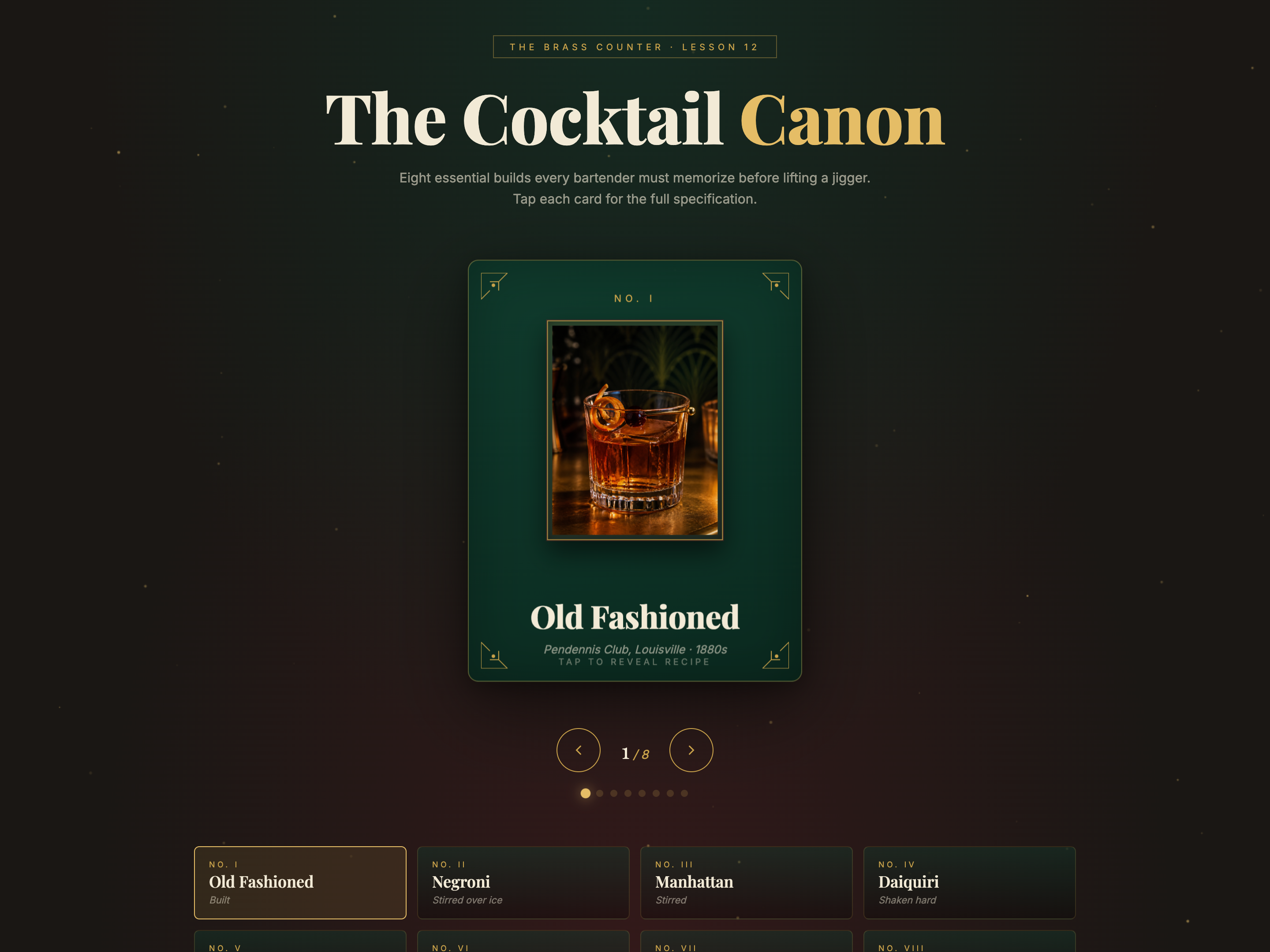 Flip Cards — Cocktail-Lounge / Cinematic Variant preview