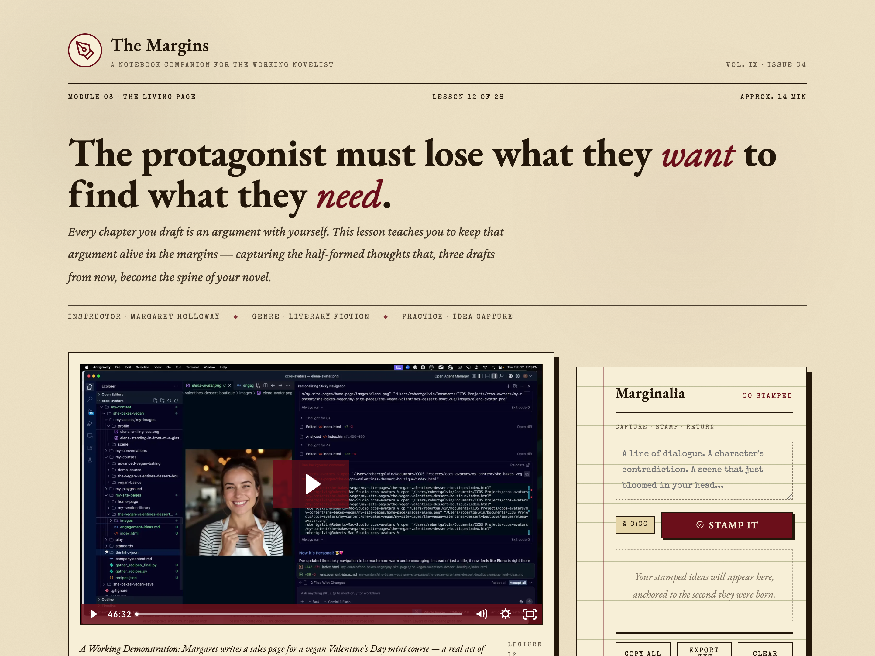 Sidebar Note Pad — Capture-While-Watching Lesson preview