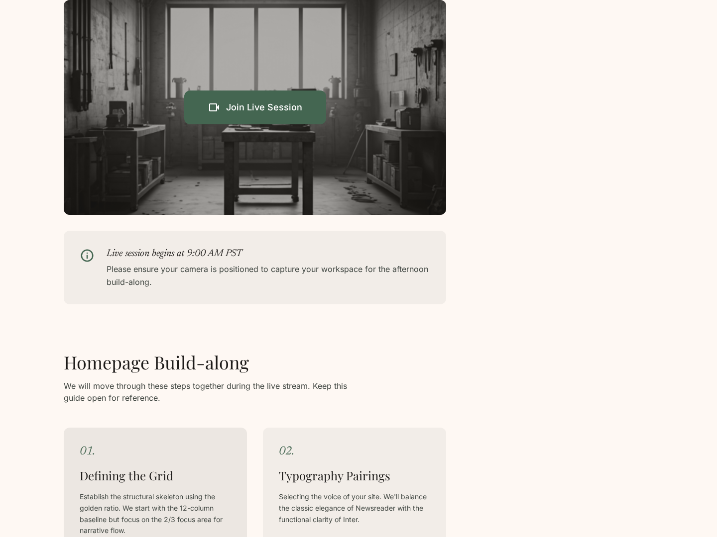 Workshop Day-One Lesson — Foundation & Homepage Build preview