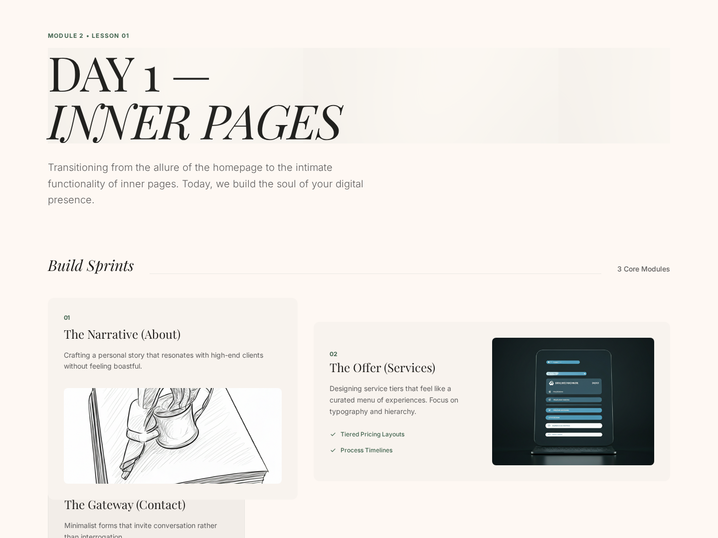 Workshop Day-One Lesson — Inner Pages Interactive Build preview