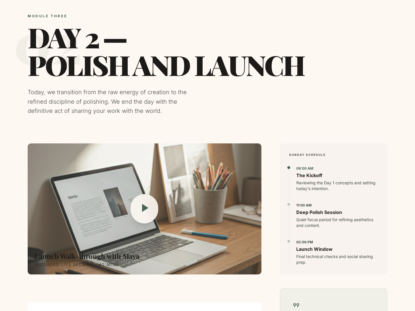 Workshop Day-Two Lesson — Polish & Launch preview