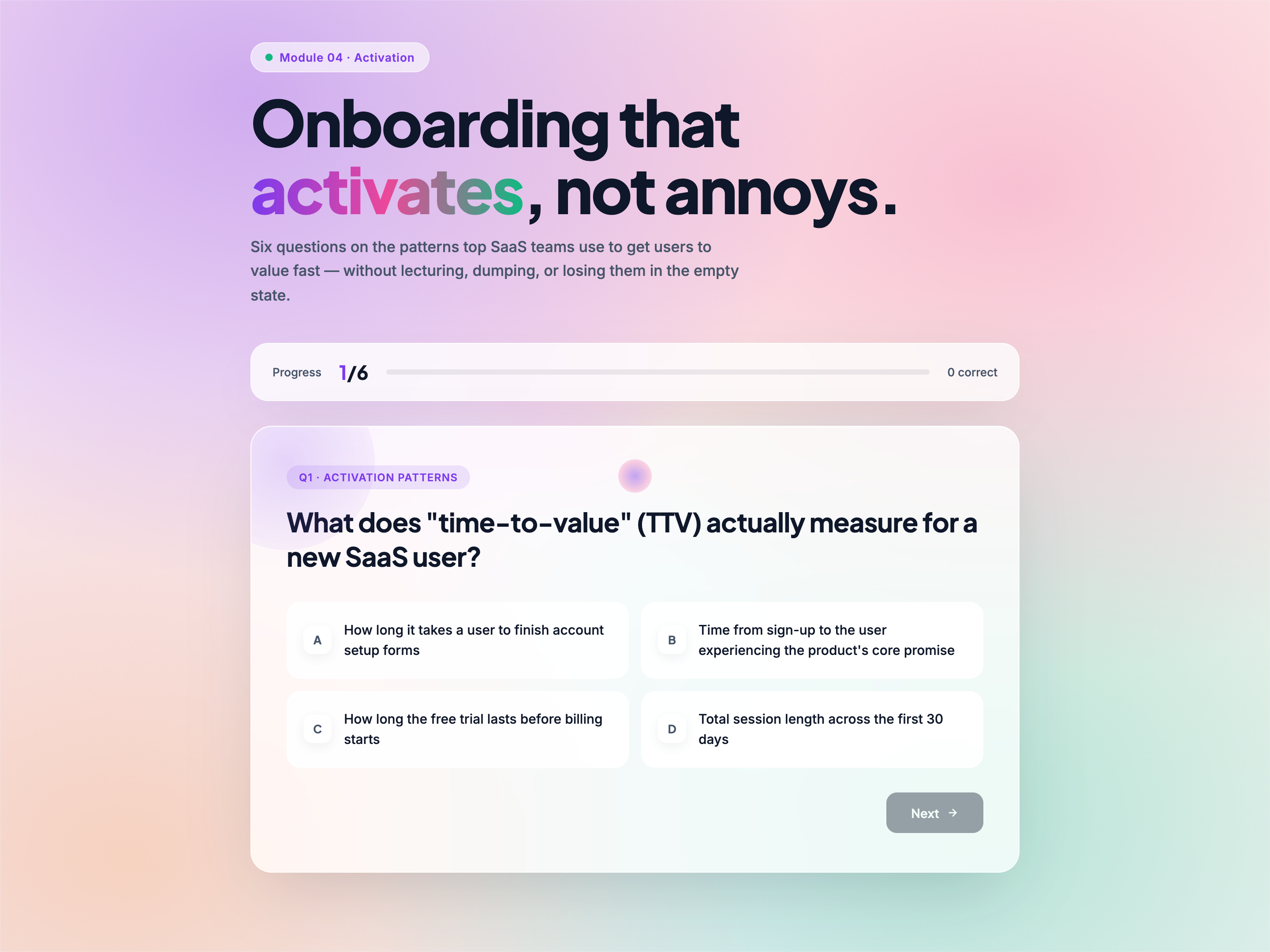 Multiple Choice Quiz — SaaS/Product Variant preview