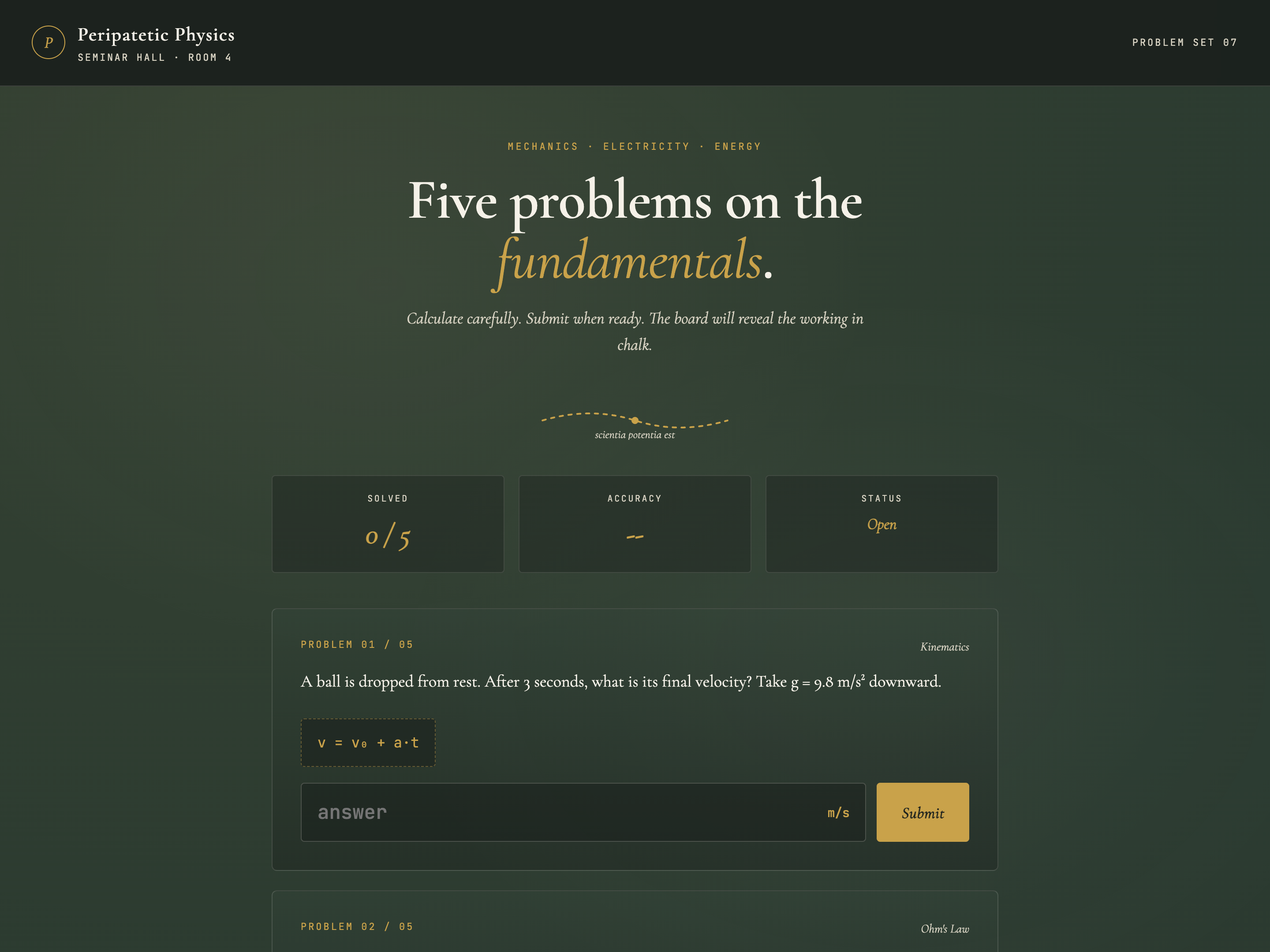Numeric Input — Academic / Problem-Set Variant preview