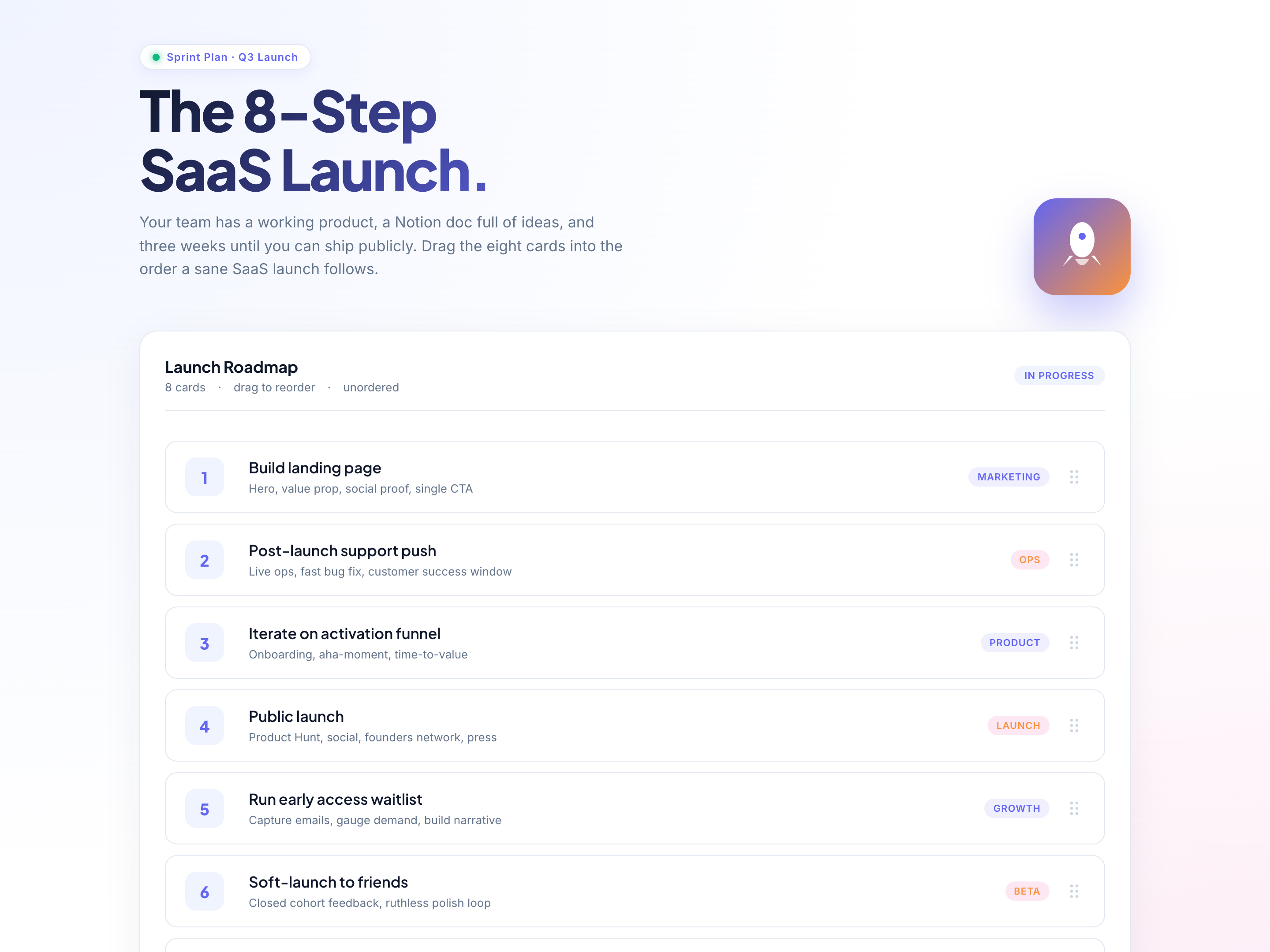Sequence & Ordering Drag Activity — SaaS / Modern Variant preview