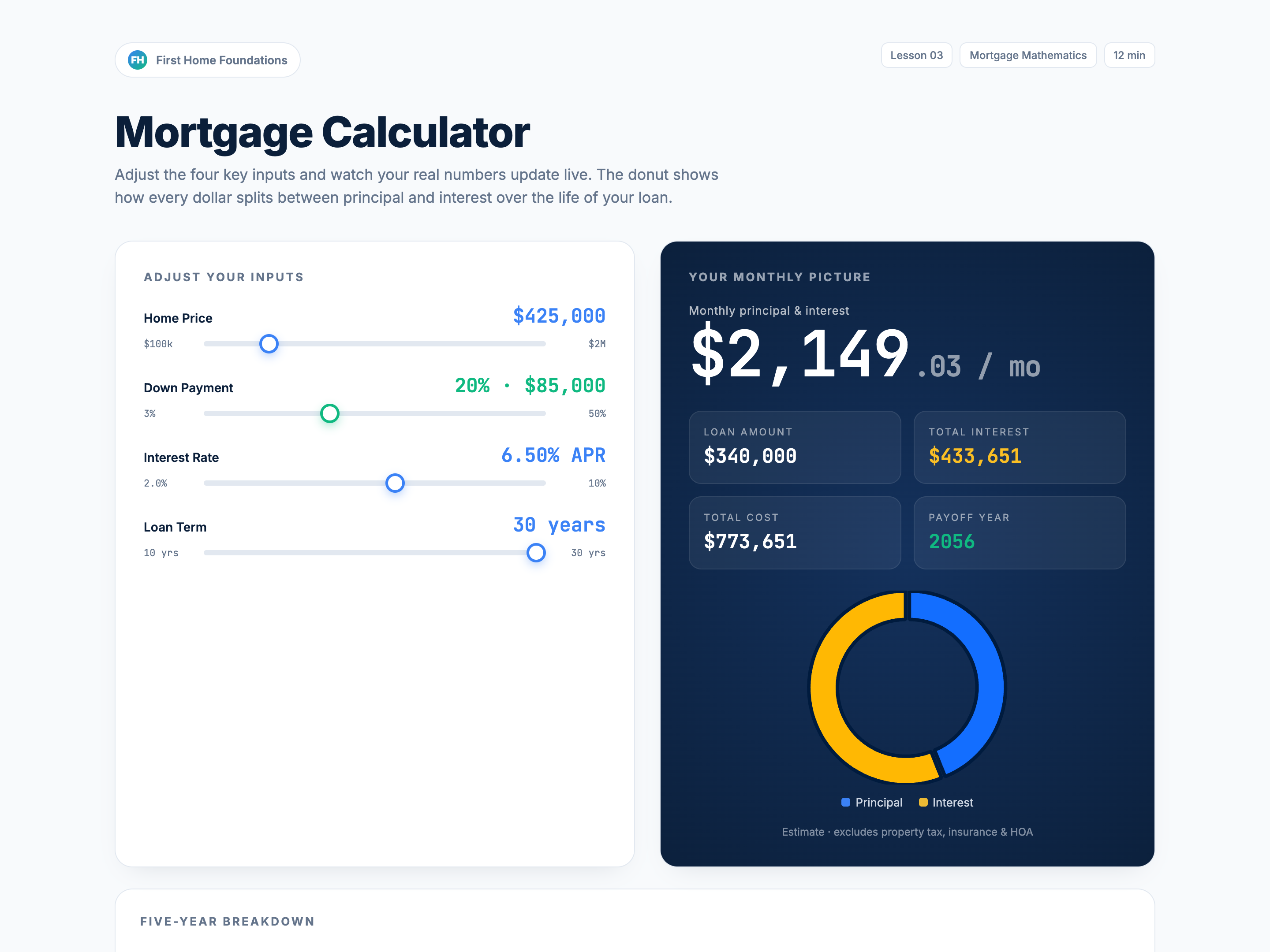 Interactive Sliders — Financial Calculator Variant preview