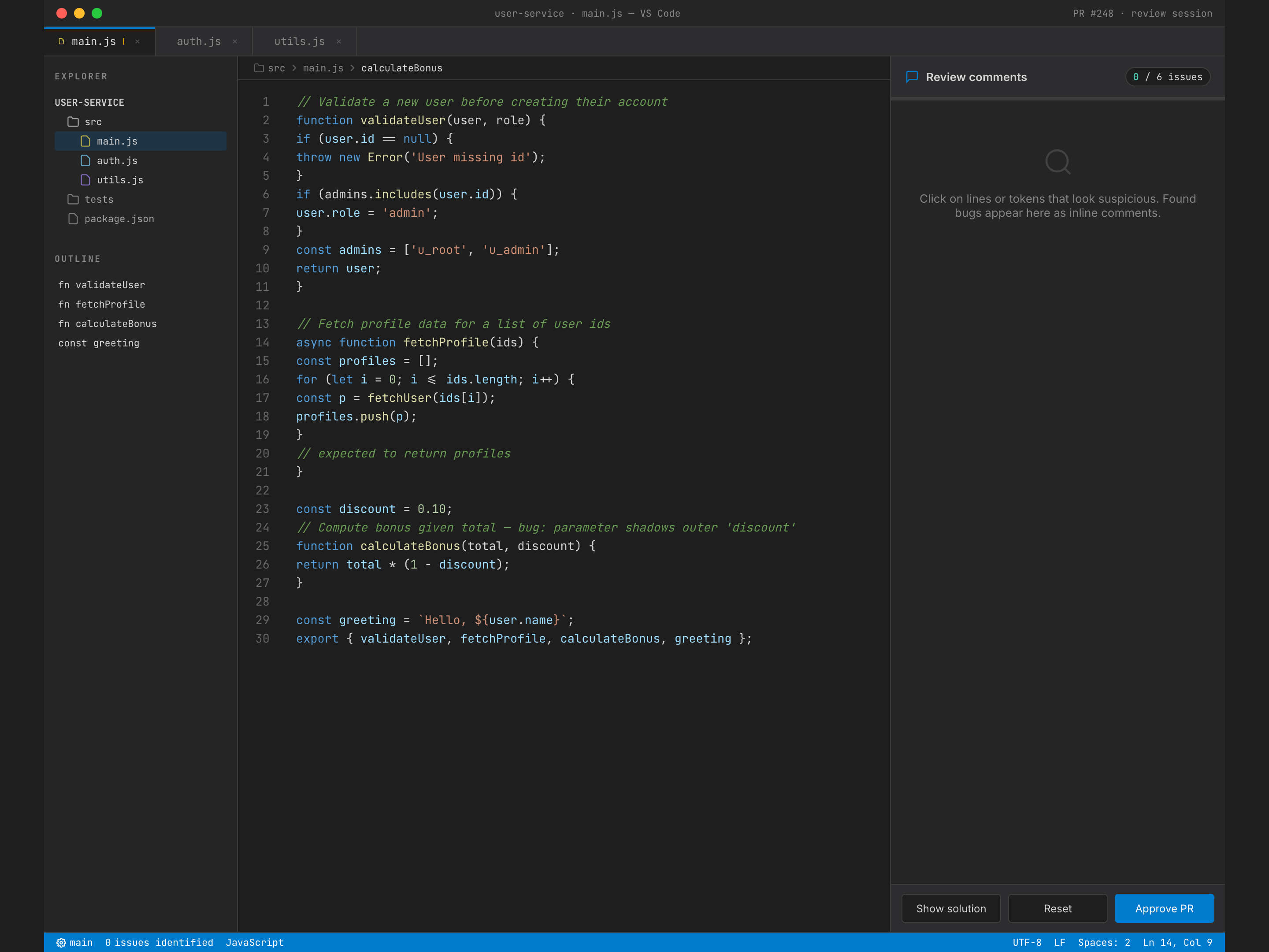 Spot-the-Error Interactive — Code Review Variant preview