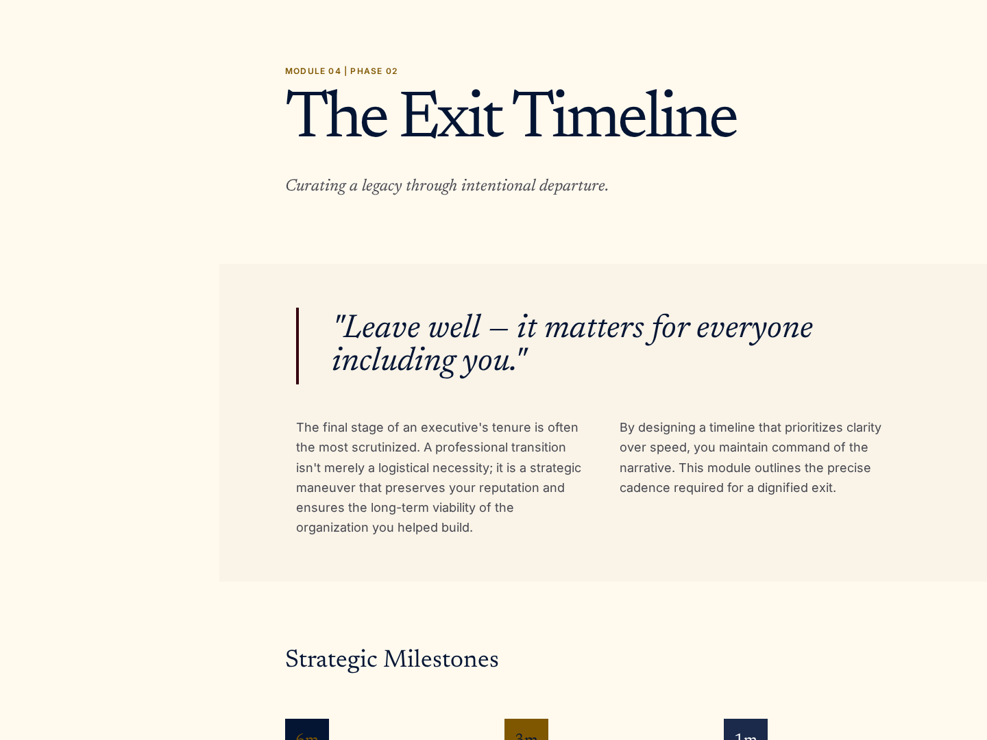 Exit Timeline Lesson — Step-by-Step Departure Plan preview