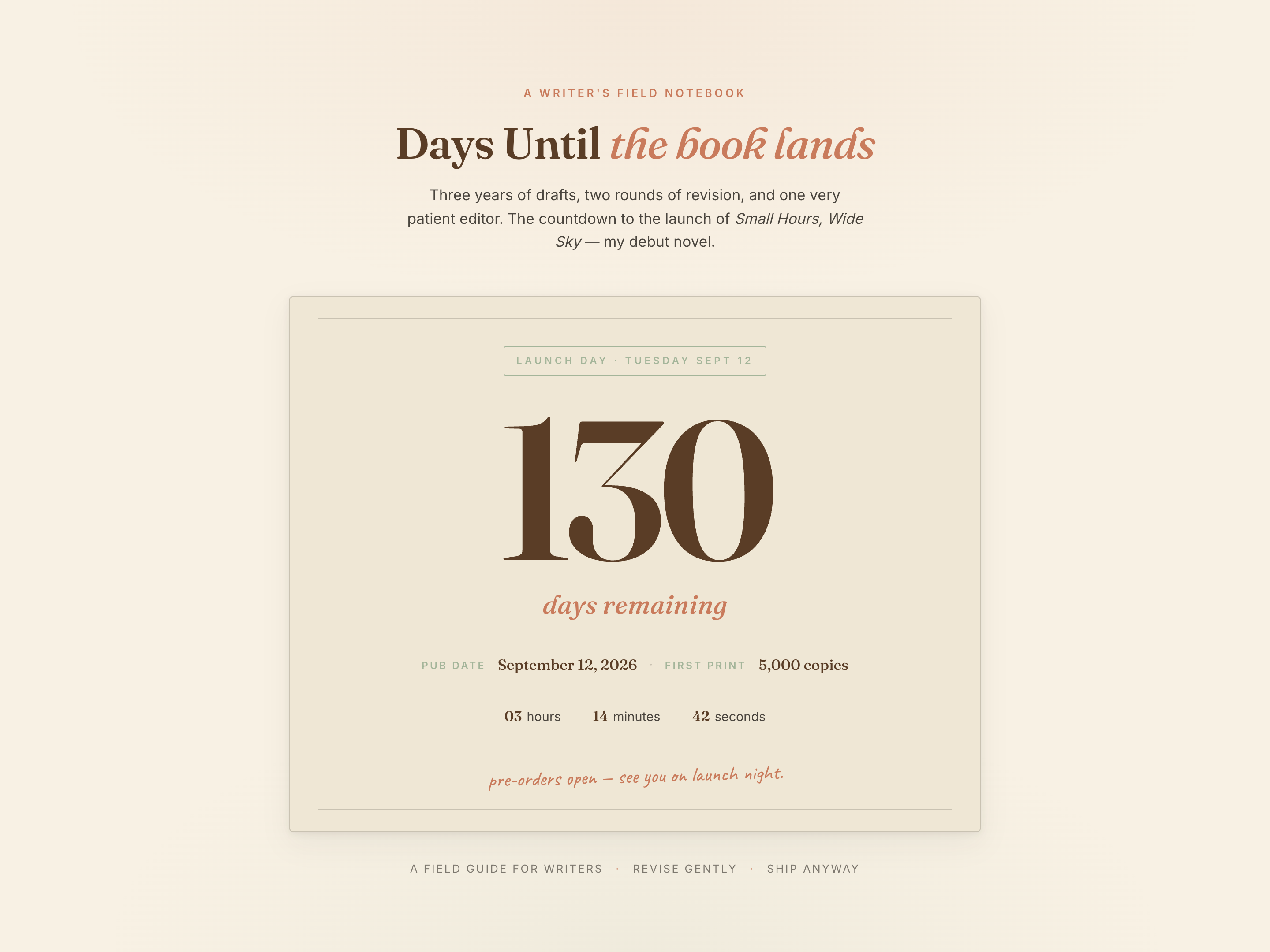 Live Countdown Hero — Four-Tile Days/Hours/Minutes/Seconds Page preview