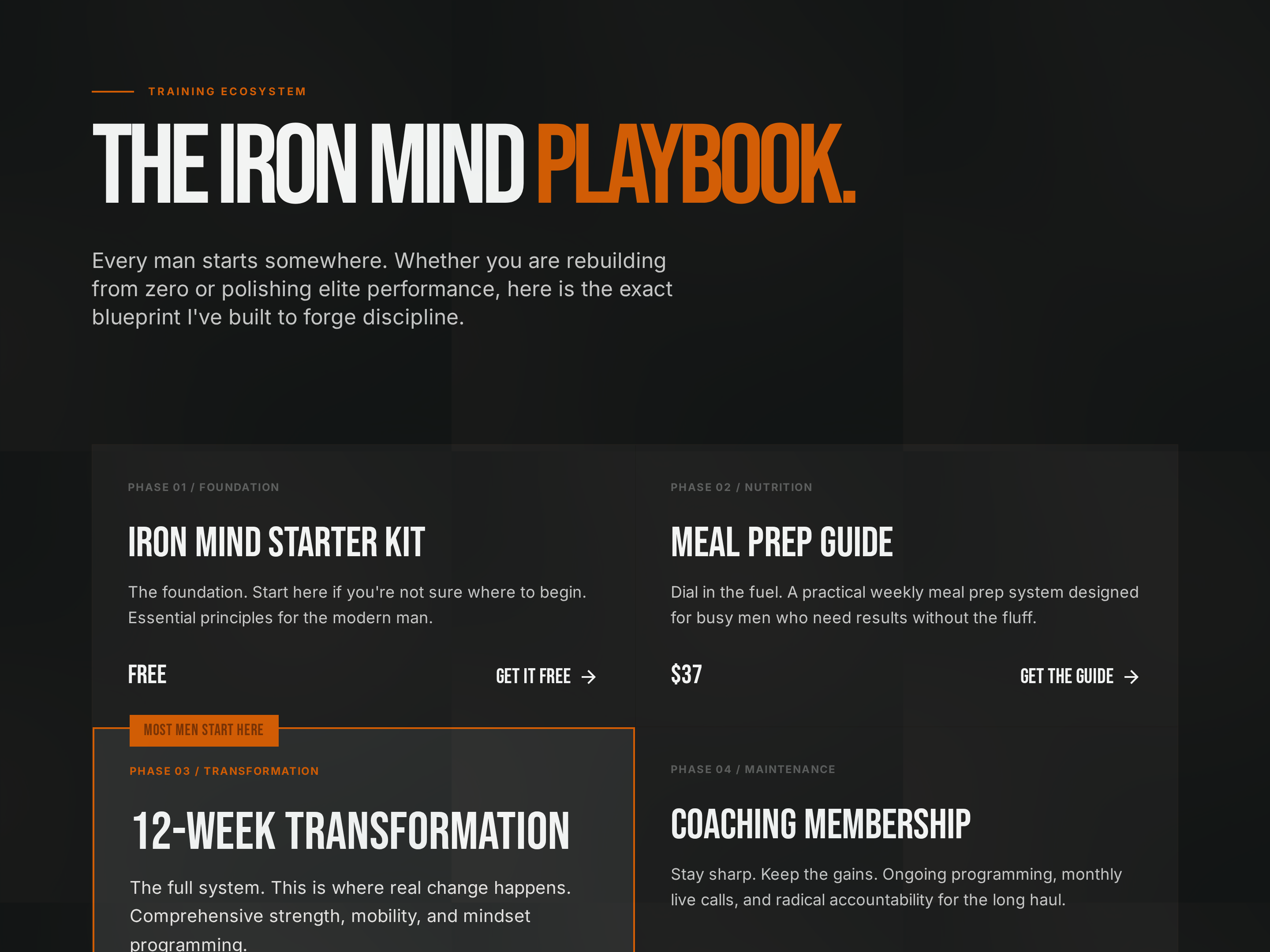 Bold Programs Hub — Dark-Mode Card Grid Variant preview