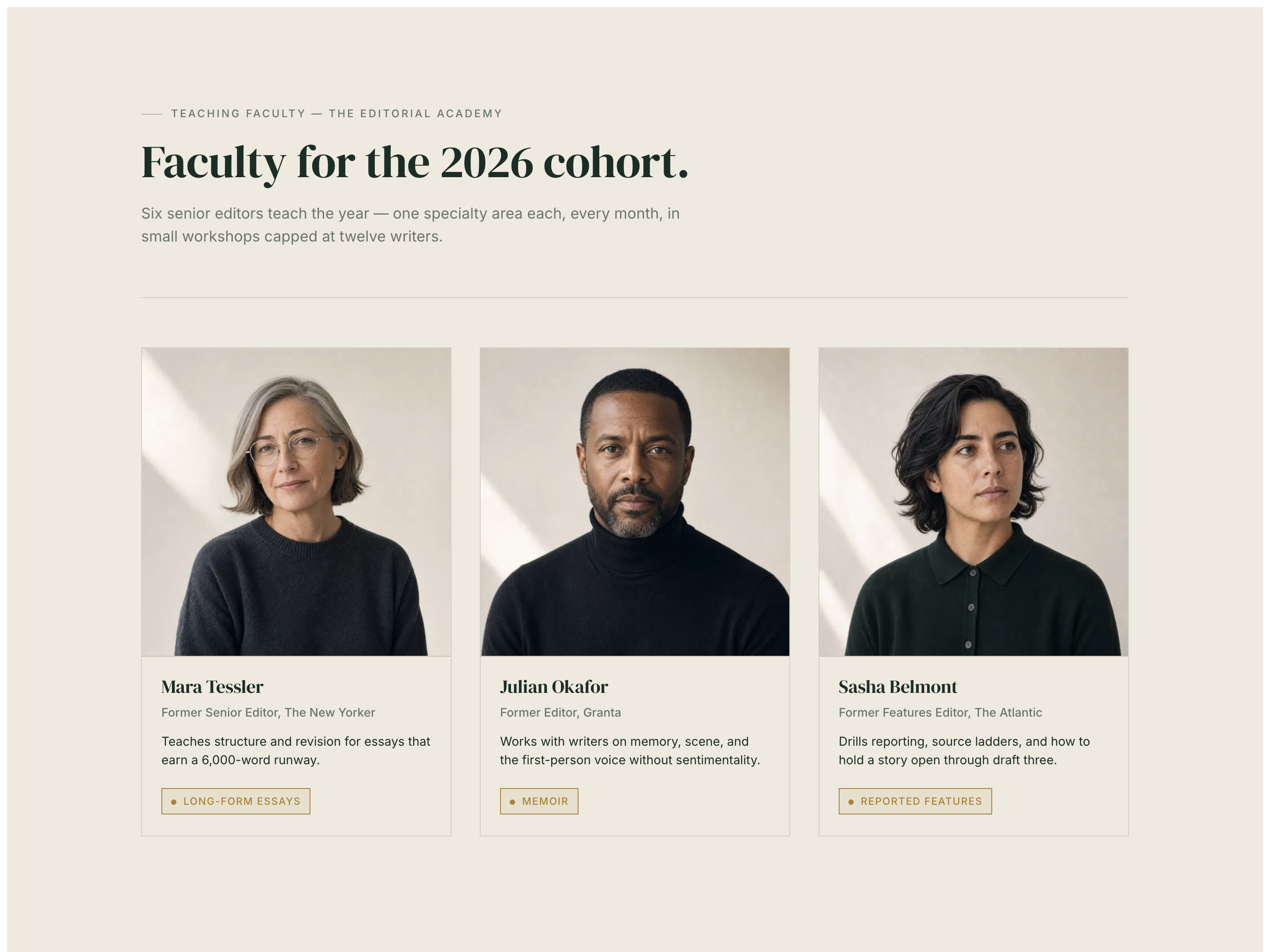 Faculty Grid — Six-Up Authority Showcase preview