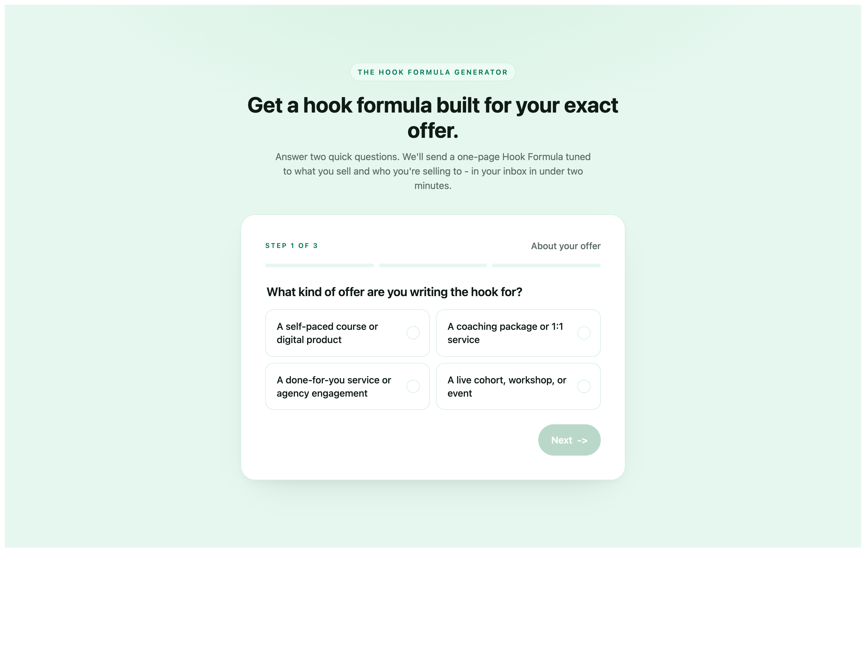 Quiz Opt-In — Two-Question Personalized Lead Magnet preview