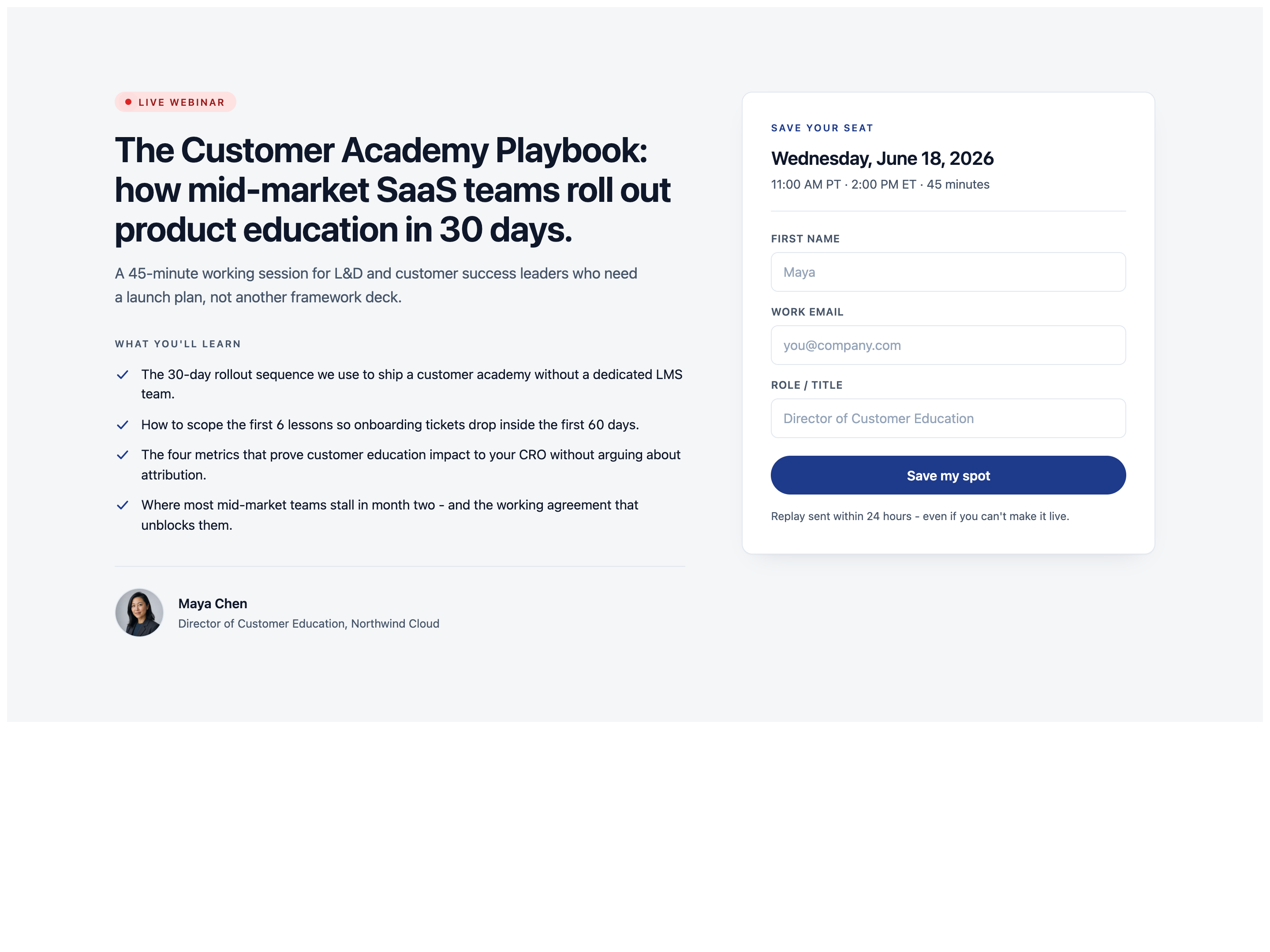 Webinar Registration — Detailed B2B Signup Block preview