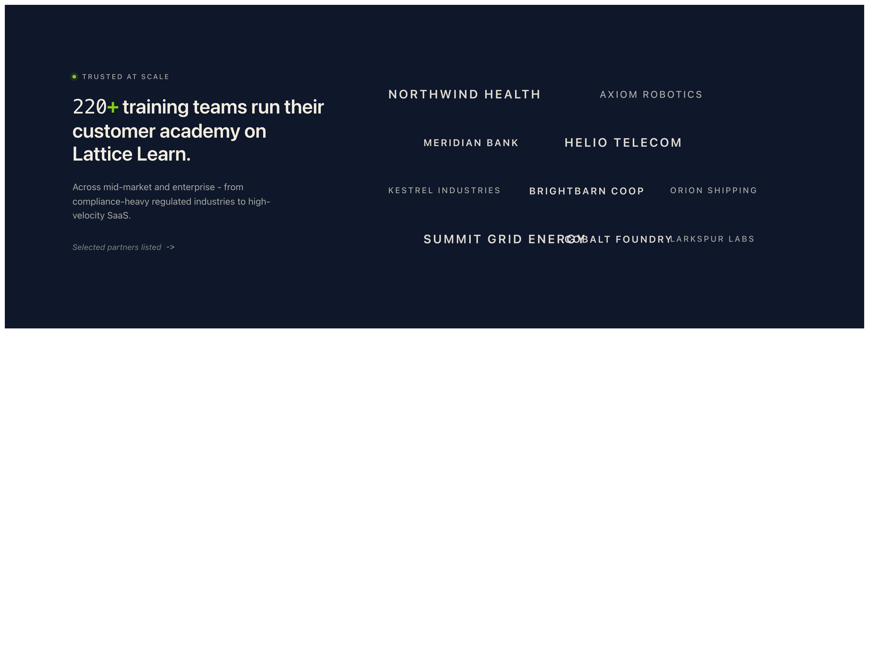 Logo Cluster With Context — Mid-Page Trust Band preview
