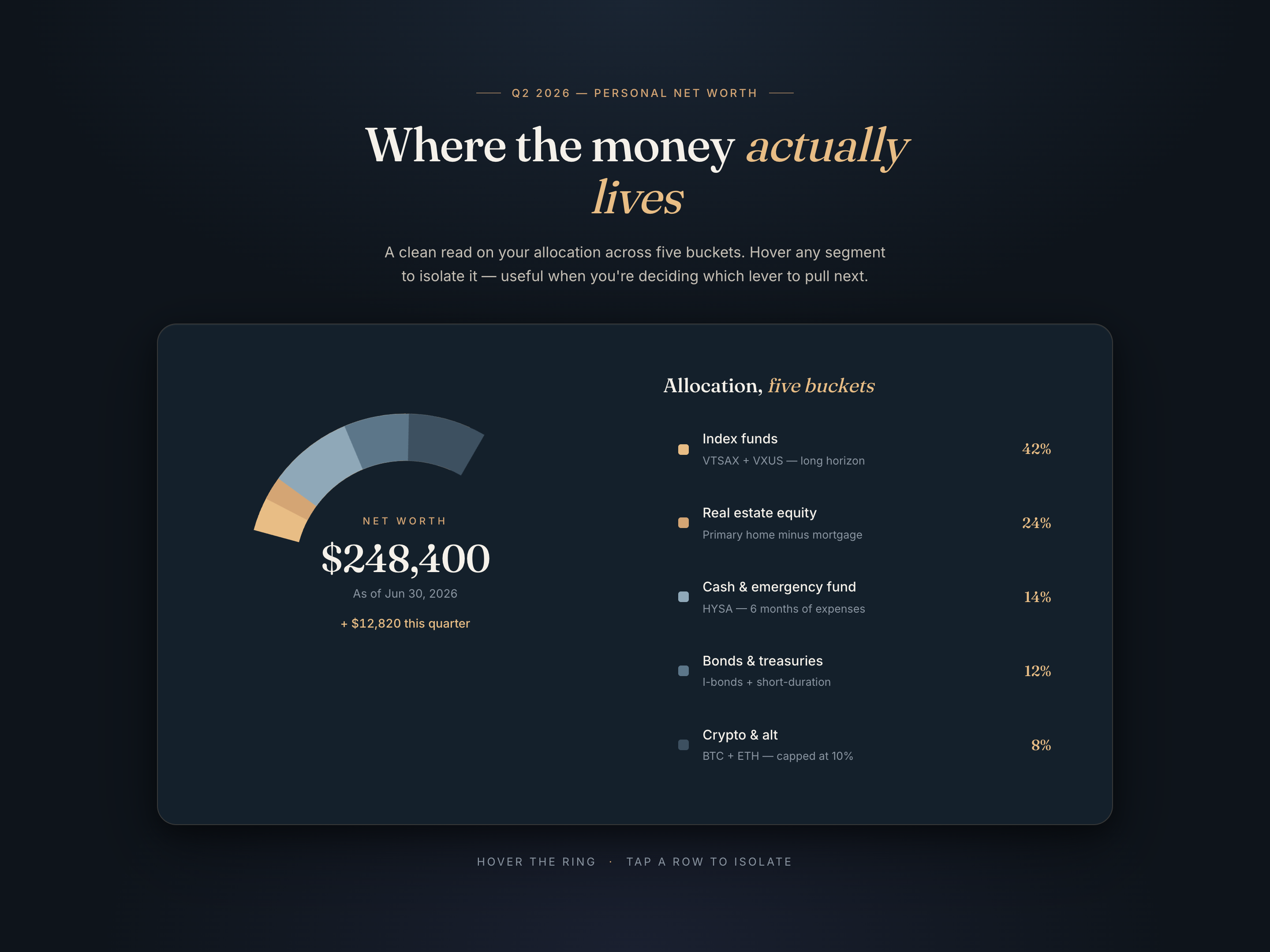 Animated Donut Ring — Neon Allocation Dashboard preview