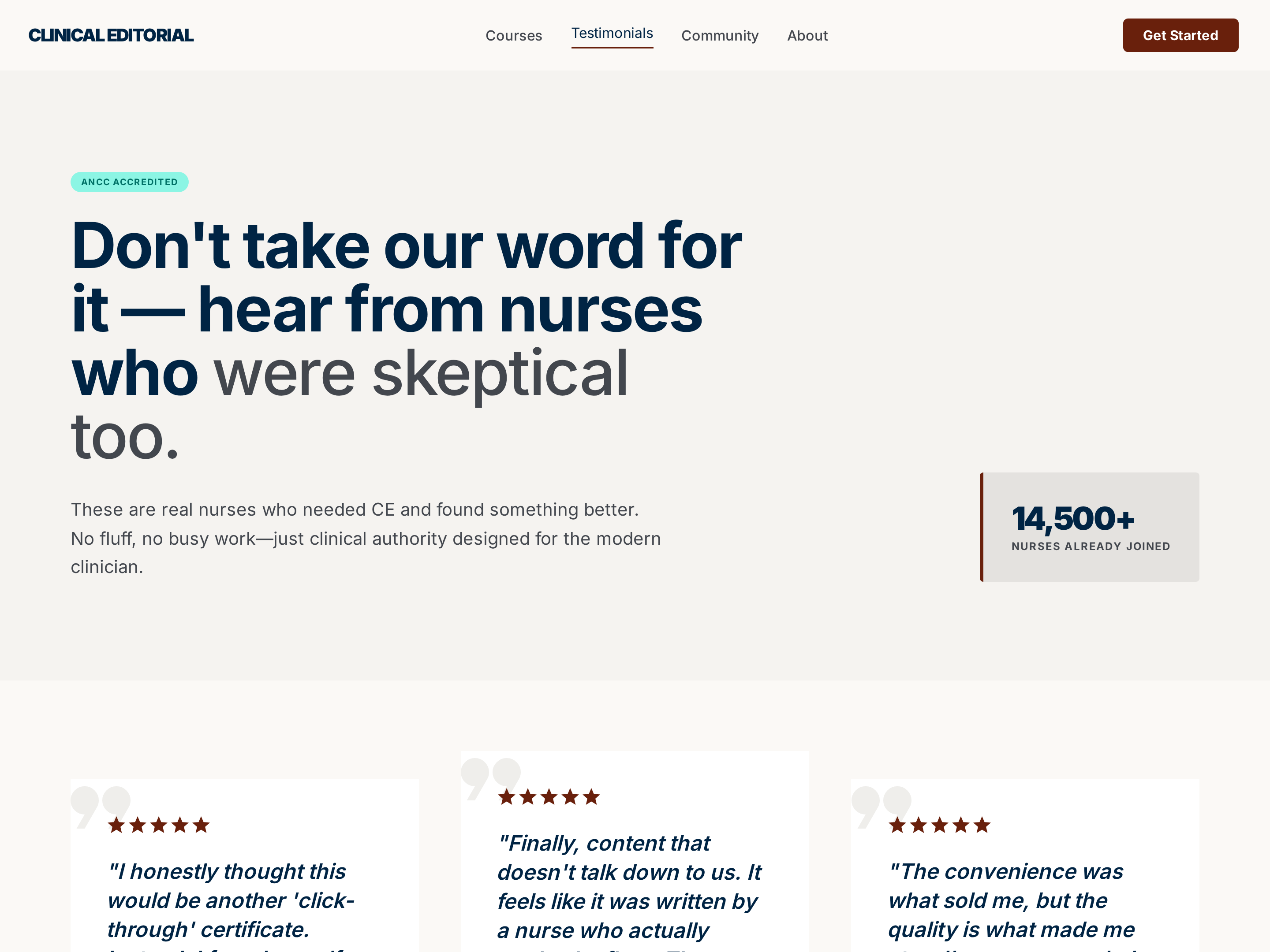 Social Proof Page — Credentialed Testimonials Variant preview