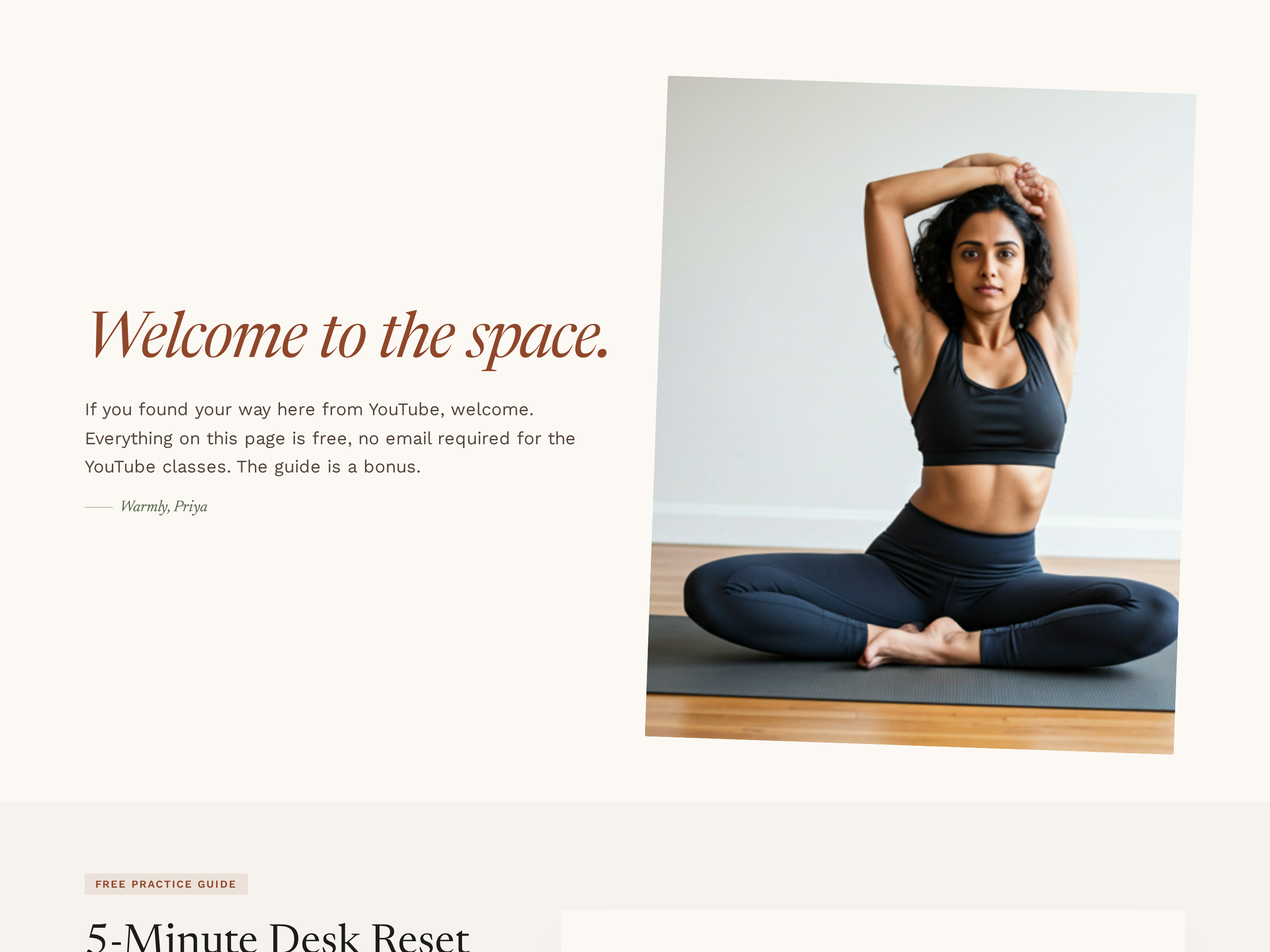 Lead Magnet Page — Warm Wellness Variant preview