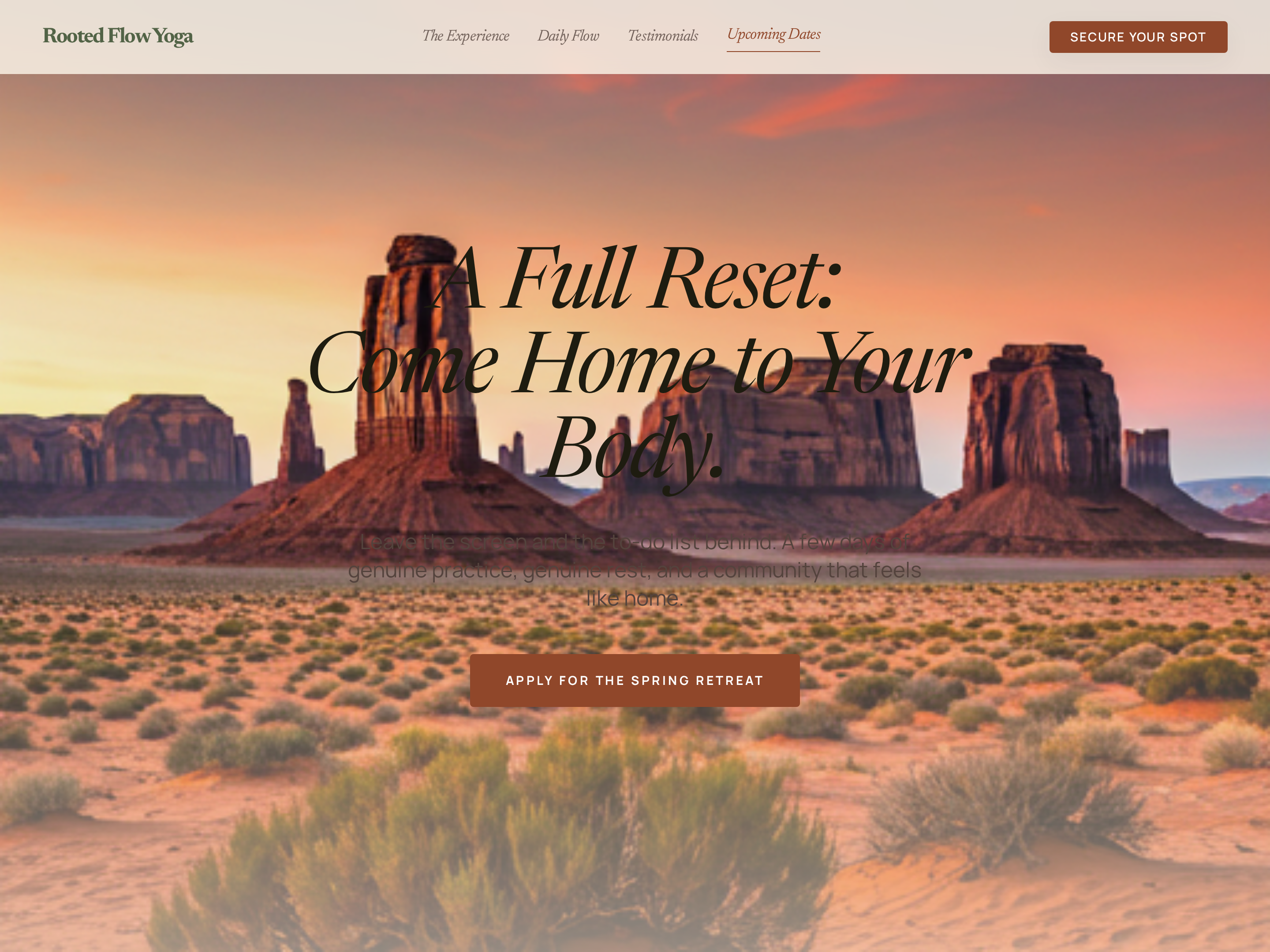 Retreat Sales Page — Warm Editorial Variant preview