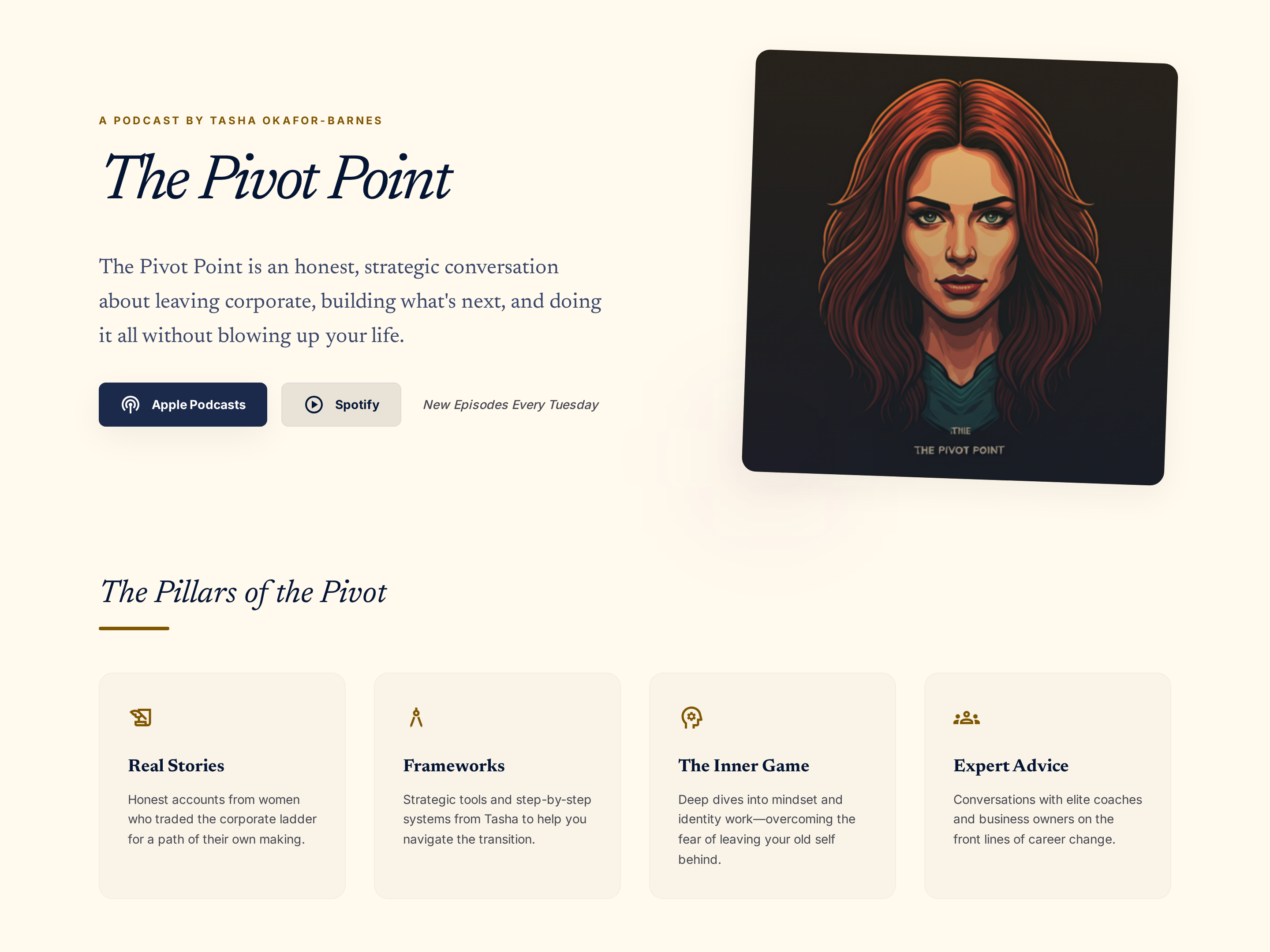 Podcast Hub Page — Refined Editorial Variant preview
