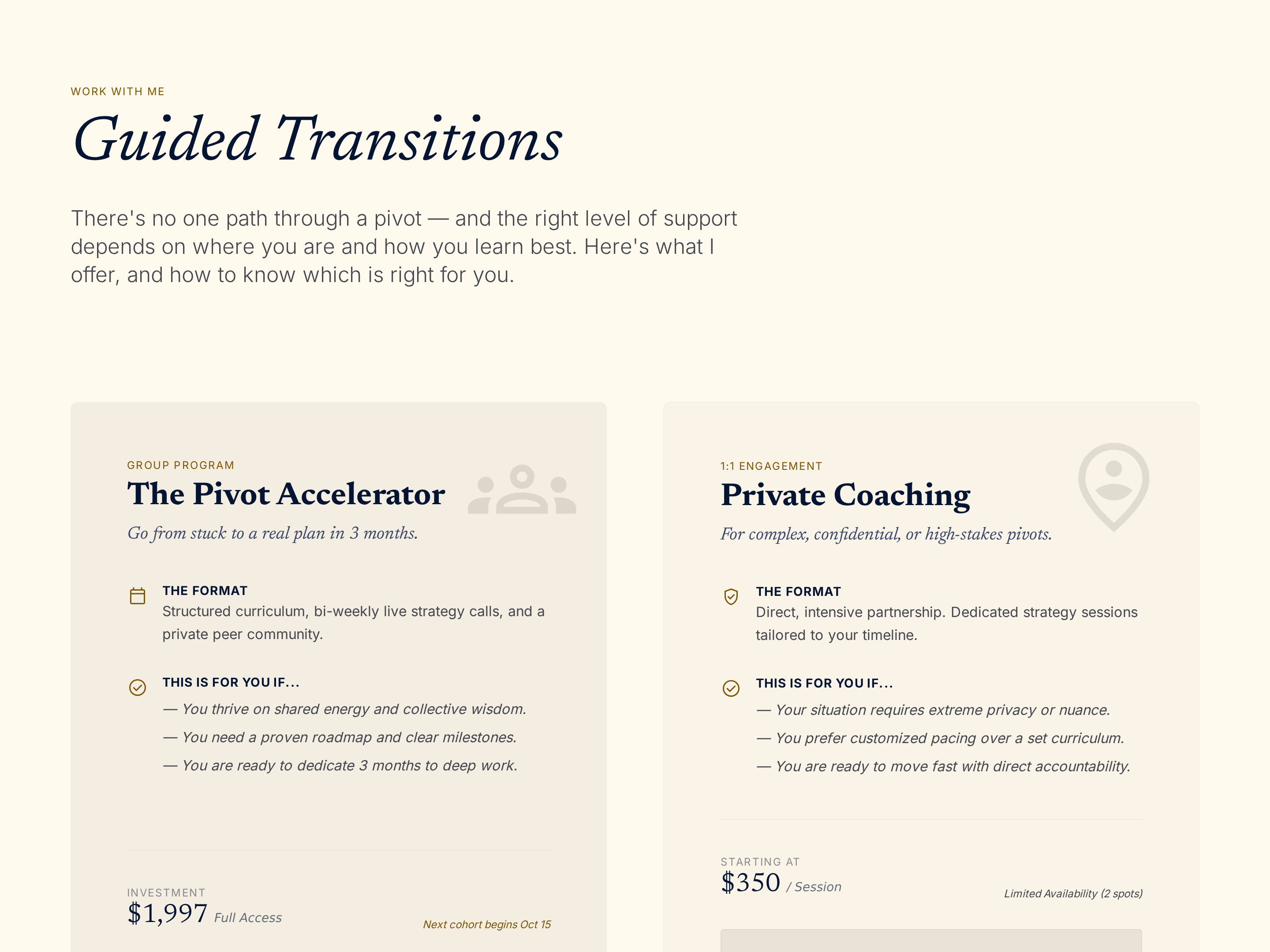 Services Overview Page — Refined Tiered Offers Variant preview