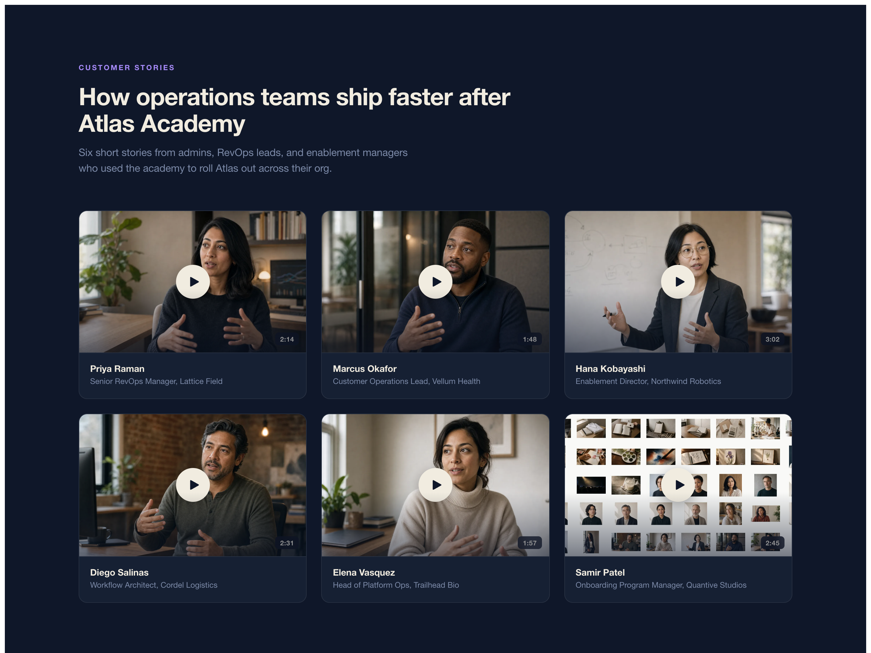 Video Testimonial Wall — Mid-Page Proof Grid preview