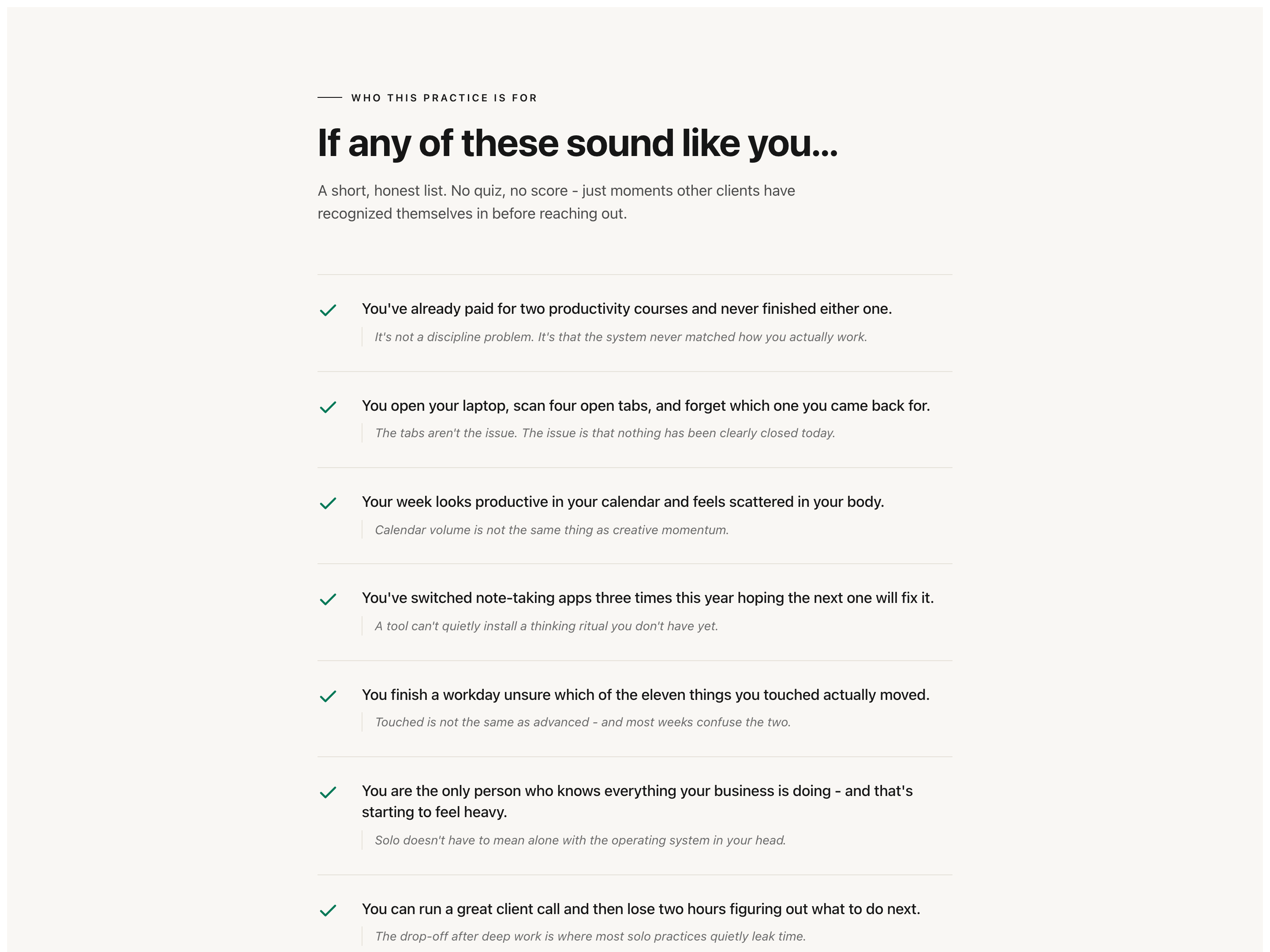 Scenario Checklist Fit — Mid-Page Self-Identification Block preview